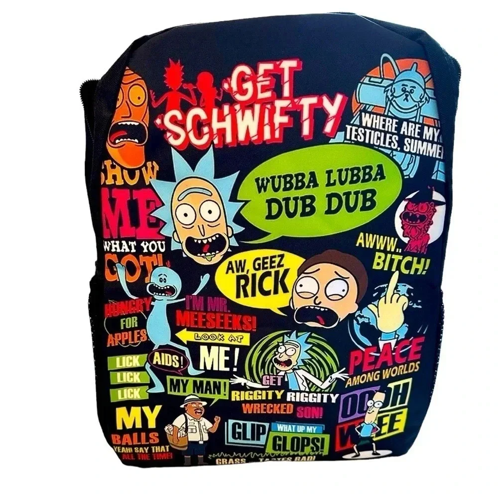 Rick And Morty Cartoon School Travel Backpack 17 inch 3D Anime Laptop Lunch Bag